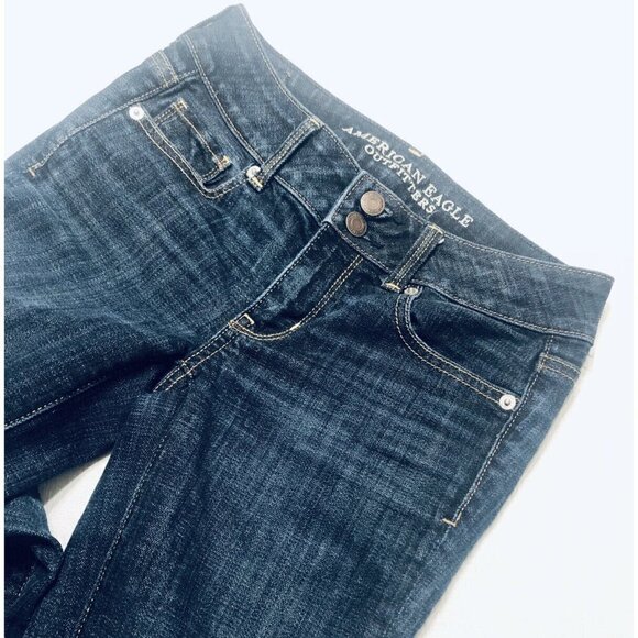 American Eagle Womens Size 0 Artist Crop Jeans Stretch Distressed Medium Wash - Picture 2 of 6